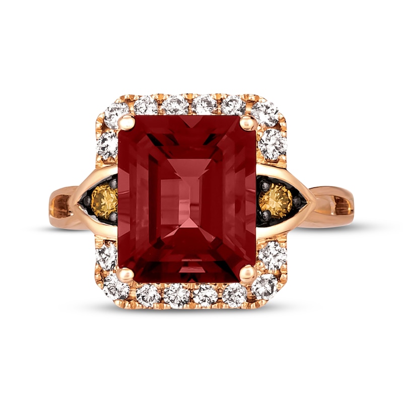 Main Image 4 of Previously Owned Le Vian Creme Brulee Garnet Ring 1/2 ct tw Diamonds 14K Strawberry Gold