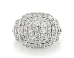 Previously Owned Multi-Diamond Center Engagement Ring 4 ct tw Round-cut 10K White Gold