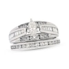 Thumbnail Image 1 of Previously Owned Diamond Bridal Set 1-1/4 ct tw Marquise, Baguette & Round-Cut 14K White Gold Size 7