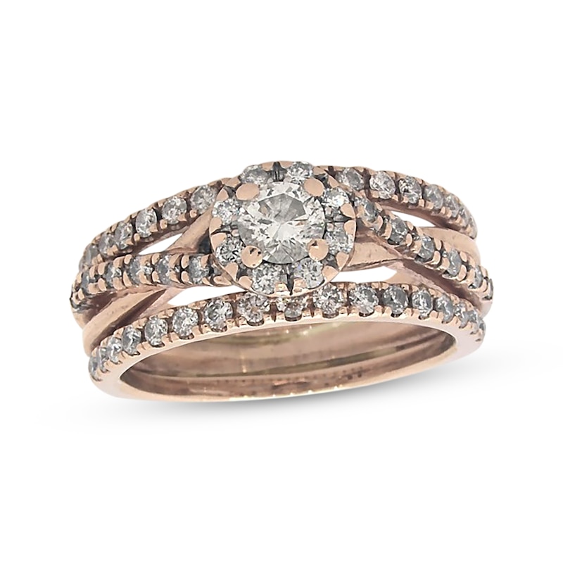 Main Image 1 of Previously Owned Diamond Bridal Set 1 ct tw Round-Cut 14K Rose Gold Size 6.75