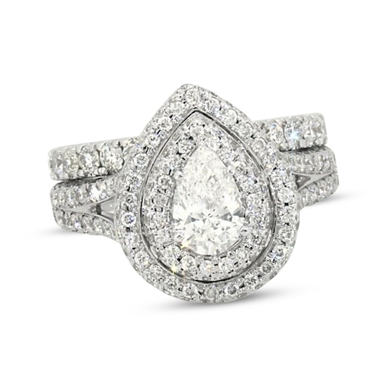 Previously Owned Neil Lane Pear-Shaped Diamond Double Halo Bridal Set 2-1/ ct tw 14K White Gold Size