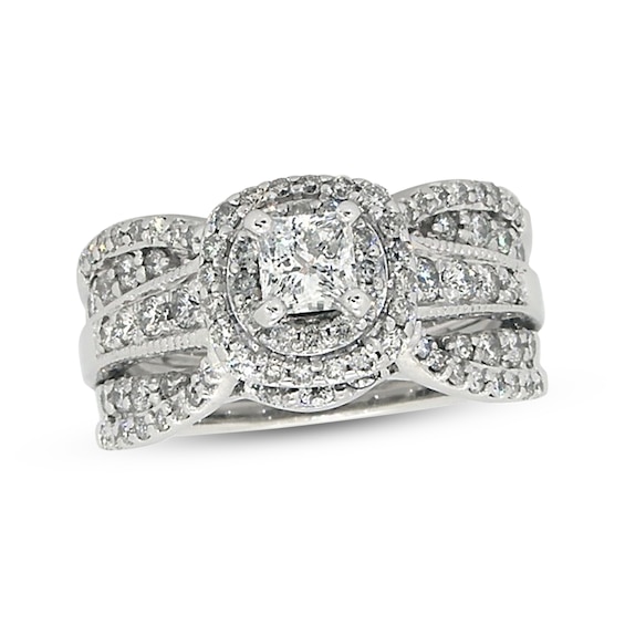 Previously Owned Princess-Cut Diamond Bridal Set 1-5/ ct tw 14K White Gold Size
