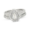 Thumbnail Image 1 of Previously Owned Pear-Shaped Diamond Double Halo Bridal Set 1-1/2 ct tw 14K White Gold Size 5.25