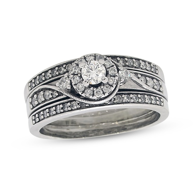 Main Image 1 of Previously Owned Diamond Bridal Set 3/4 ct tw Round-Cut 10K White Gold Size 9