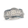 Thumbnail Image 1 of Previously Owned Round-Cut White & Blue Diamond Bridal Set 1-1/2 ct tw 14K White Gold Size 7.5