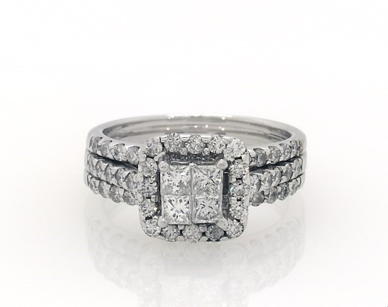 Previously Owned Princess-Cut Diamond Quad Bridal Set 1-1/ ct tw 14K White Gold Size