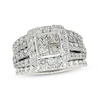 Thumbnail Image 1 of Previously Owned Princess-Cut Quad Diamond Bridal Set 4 ct tw 14K White Gold Size 8.25