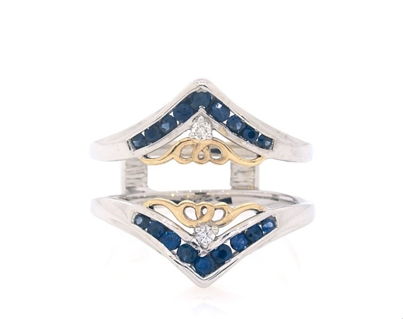 Main Image 1 of Previously Owned Natural Sapphire/Diamond Enhancer Ring 14K Two-Tone Gold