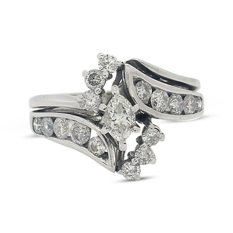 Main Image 1 of Previously Owned Marquise-Cut Diamond Bridal Set 1 ct tw 14K White Gold Size 5.25