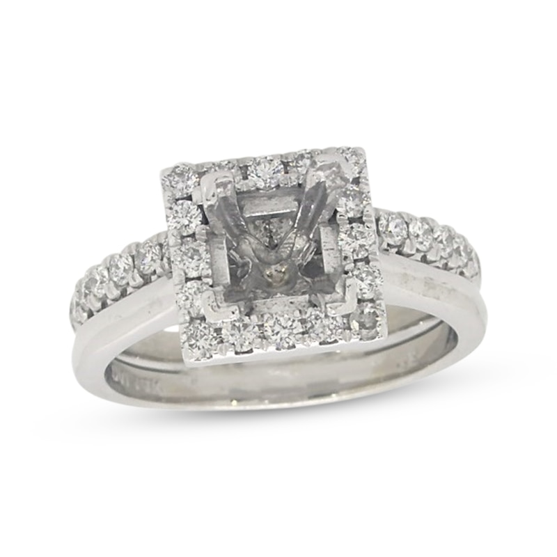 Main Image 1 of Previously Owned Round-Cut Diamond Bridal Setting 5/8 ct tw 14K White Gold Size 6.75