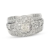 Thumbnail Image 1 of Previously Owned Round-Cut Diamond Double Halo Bridal Set 1-1/8 ct tw 14K & 10K White Gold Size 4.75