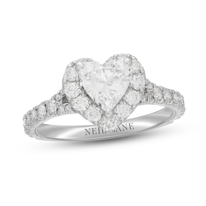 Main Image 1 of Previously Owned Neil Lane Diamond Engagement Ring 1-3/8 ct tw Heart & Round-Cut 14K White Gold