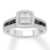 Thumbnail Image 1 of Previously Owned Black/White Diamond Engagement Ring 3/4 ct tw 14K Gold