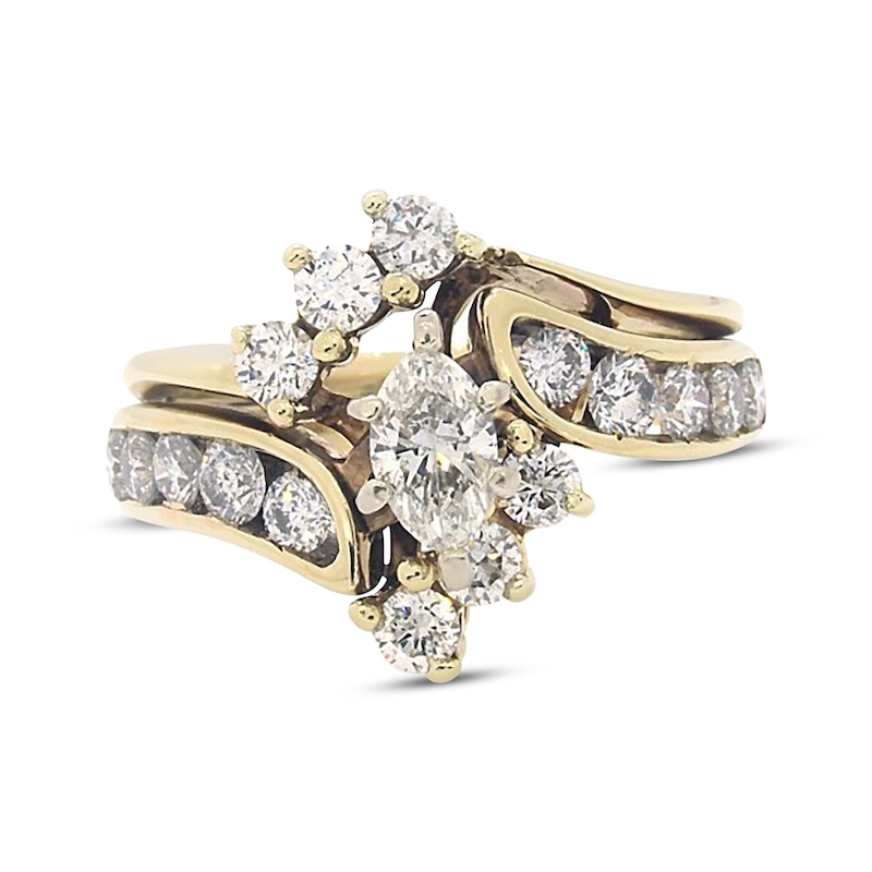 Previously Owned Marquise-Cut Diamond Bridal Set 1-1/2 ct tw 14K Yellow Gold Size 6