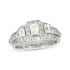 Thumbnail Image 1 of Previously Owned Emerald-Cut Diamond Three-Stone Bridal Set 1-1/2 ct tw 14K White Gold Size 5.5