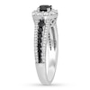 Thumbnail Image 2 of Previously Owned Black & White Diamond Halo Engagement Ring 1 ct tw 14K White Gold Size 6