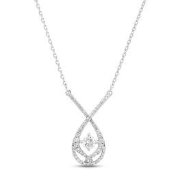 Previously Owned Love Entwined Diamond Necklace 1/4 ct tw Round-cut 10K White Gold 18&quot;