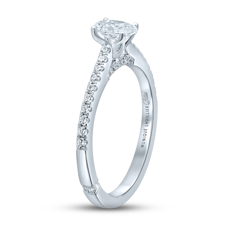 Main Image 3 of Previously Owned Monique Lhuillier Bliss Diamond Engagement Ring 5/8 ct tw Oval & Round-Cut 18K White Gold