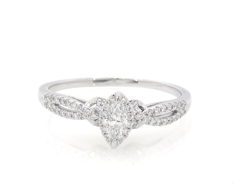 Main Image 1 of Previously Owned Diamond Engagement Ring 1/2 ct tw Marquise & Round-cut 14K White Gold