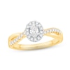 Thumbnail Image 1 of Previously Owned Diamond Halo Engagement Ring 1/2 ct tw Oval & Round-cut 14K Yellow Gold