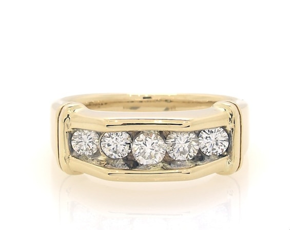 Previously Owned Men's Five-Stone Diamond Ring 1 ct tw 14K Yellow Gold