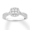 Thumbnail Image 1 of Previously Owned Diamond Engagement Ring 3/4 ct tw Princess/Round 14K White Gold