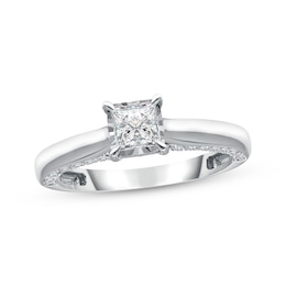 Previously Owned Diamond Solitaire Engagement Ring 1 ct tw Princess/Round 10K White Gold (J/I3)