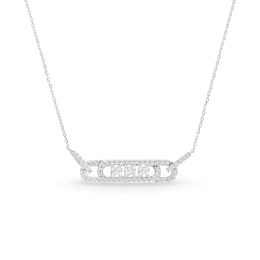 Previously Owned Diamond Three-Stone Necklace 3/4 ct tw Round-cut 10K White Gold 18&quot;