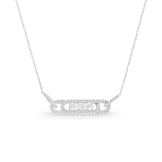 Previously Owned Diamond Three-Stone Necklace 3/4 ct tw Round-cut 10K White Gold 18"