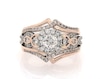 Thumbnail Image 1 of Previously Owned Round-Cut Diamond Halo Bridal Set 1-1/5 ct tw 14K Two-Tone Gold Size 7