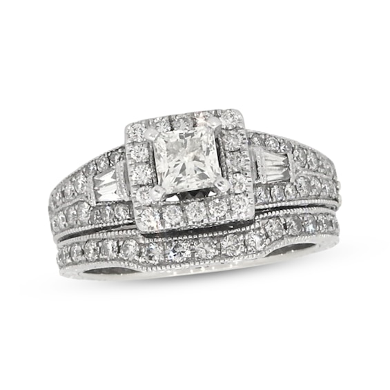 Previously Owned Neil Lane Princess-Cut Diamond Bridal Set 1-1/3 ct tw 14K White Gold Size 6