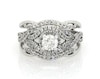 Thumbnail Image 1 of Previously Owned Round-Cut Diamond Halo Bridal Set 1-1/8 ct tw 14K White Gold Size 6.75