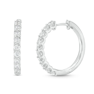 Hewlett Jewelers - 1.25 ct. diamond and 14K white gold hoop earrings