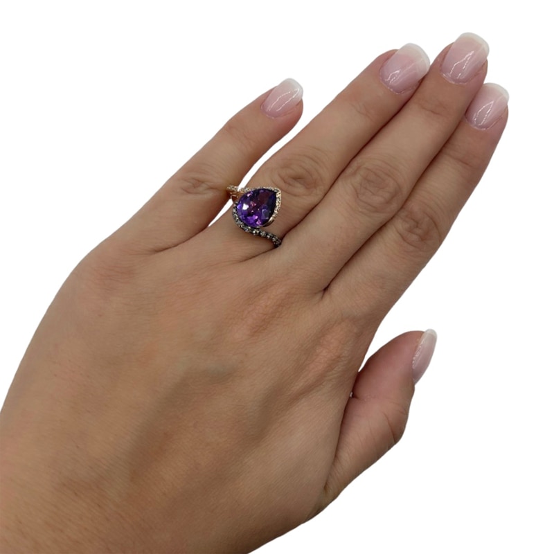 Main Image 5 of Previously Owned Le Vian Amethyst Ring 1/4 ct tw Diamonds 14K Strawberry Gold