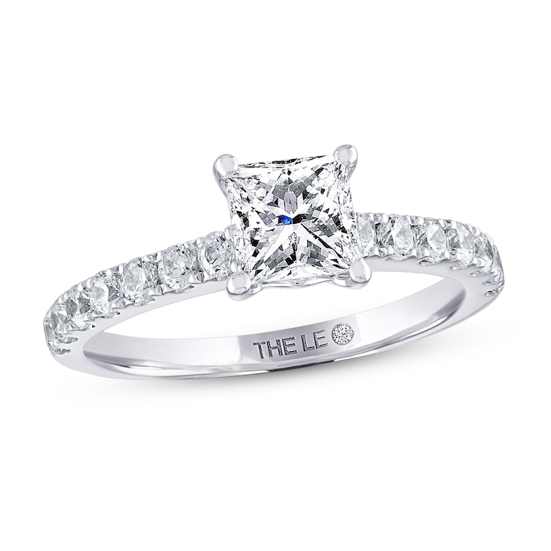 Main Image 1 of Previously Owned THE LEO Diamond Engagement Ring 1-3/8 ct tw Princess/Round 14K White Gold