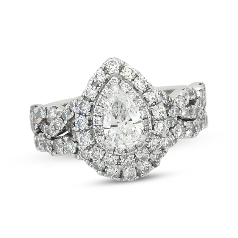 Previously Owned Neil Lane Pear-Shaped Diamond Double Halo Bridal Set 1 ...