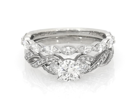 Previously Owned Round-Cut Diamond Twist Shank Bridal Set 1-1/4 ct tw 14K White Gold Size 6.5