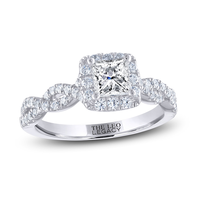 Main Image 1 of Previously Owned THE LEO Legacy Lab-Grown Diamond Princess-Cut Engagement Ring 1-1/6 ct tw 14K White Gold