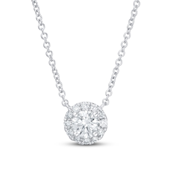 Previously Owned Lab-Created Diamonds by KAY Necklace 1/2 ct tw 14K White Gold 19" (F/SI2)