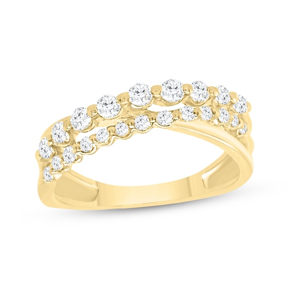 Previously Owned Lab-Created Diamonds by KAY Crossover Ring 1/2 ct tw 14K Yellow Gold