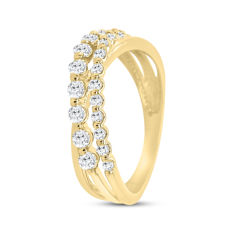 Main Image 2 of Previously Owned Lab-Grown Diamonds by KAY Crossover Ring 1/2 ct tw 14K Yellow Gold