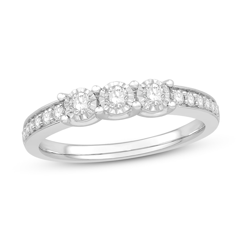 Previously Owned Three-stone Diamond Anniversary Ring 1/3 ct tw 10K ...