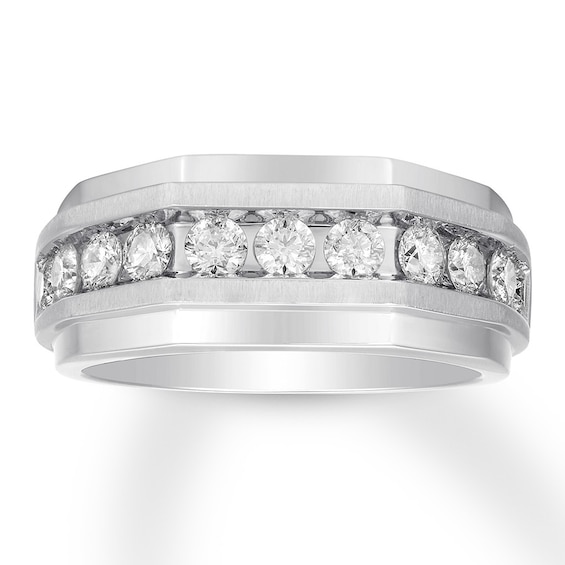 Previously Owned Men's Diamond Wedding Band 1 ct tw Round-cut 10K White Gold