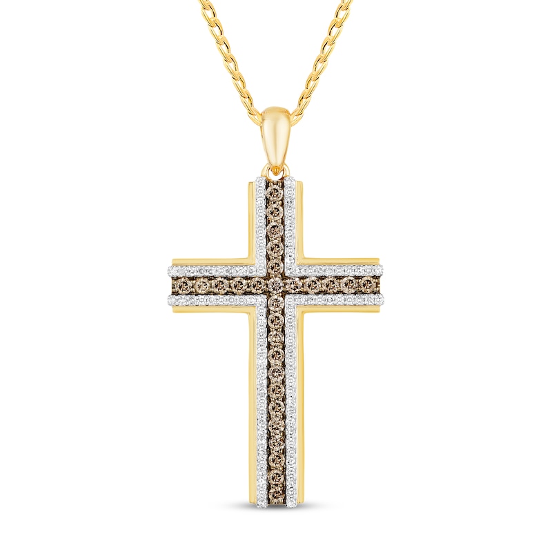 Main Image 1 of Previously Owned Diamond Cross Necklace 1 ct tw 10K Yellow Gold 22&quot;