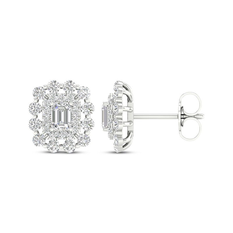 Main Image 1 of Previously Owned Lab-Grown Diamonds by KAY Emerald-Cut Stud Earrings 1 ct tw 14K White Gold