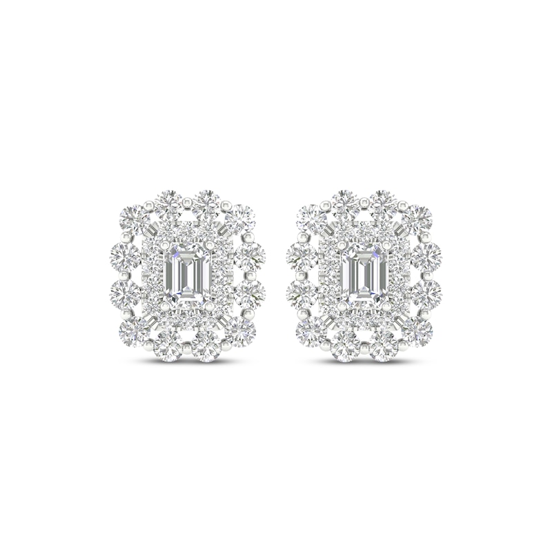 Main Image 2 of Previously Owned Lab-Grown Diamonds by KAY Emerald-Cut Stud Earrings 1 ct tw 14K White Gold