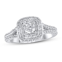 Previously Owned Lab-Grown Diamonds by KAY Cushion Frame Engagement Ring 1 ct tw 14K White Gold