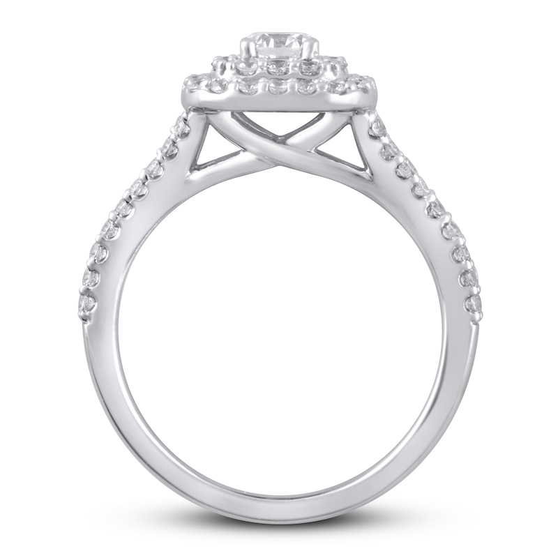 Main Image 3 of Previously Owned Lab-Grown Diamonds by KAY Cushion Frame Engagement Ring 1 ct tw 14K White Gold