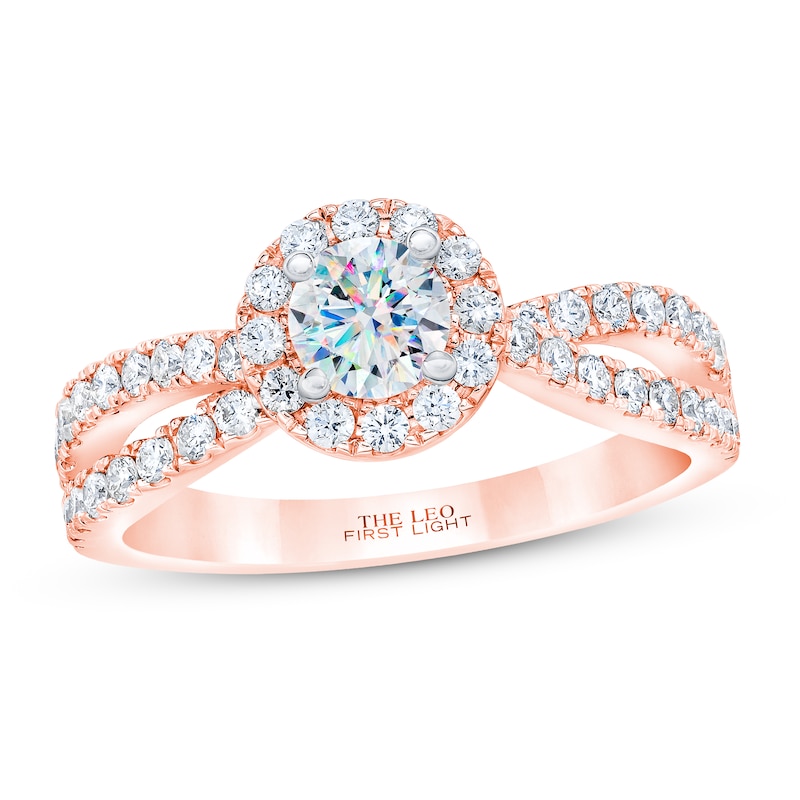 Previously Owned THE LEO First Light Diamond Round-Cut Engagement Ring 7/8 ct tw 14K Rose Gold Size 8