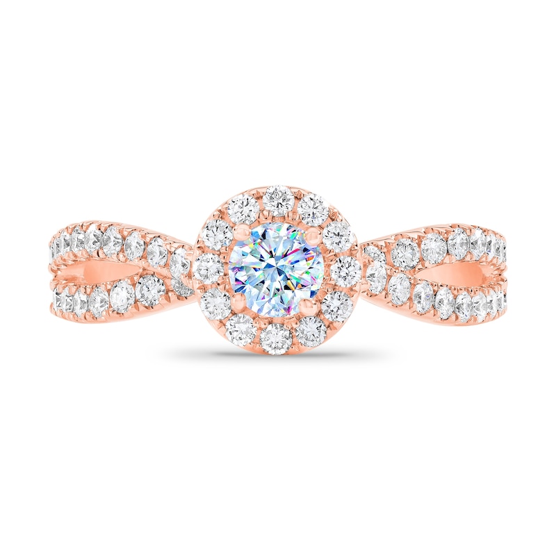 Previously Owned THE LEO First Light Diamond Round-Cut Engagement Ring 7/8 ct tw 14K Rose Gold Size 8